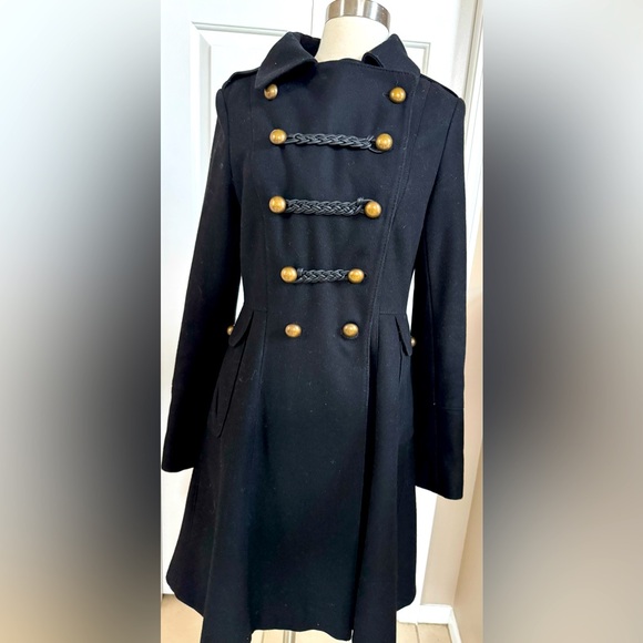 TAHARI Black Wool Military Coat size 6 - Picture 1 of 6